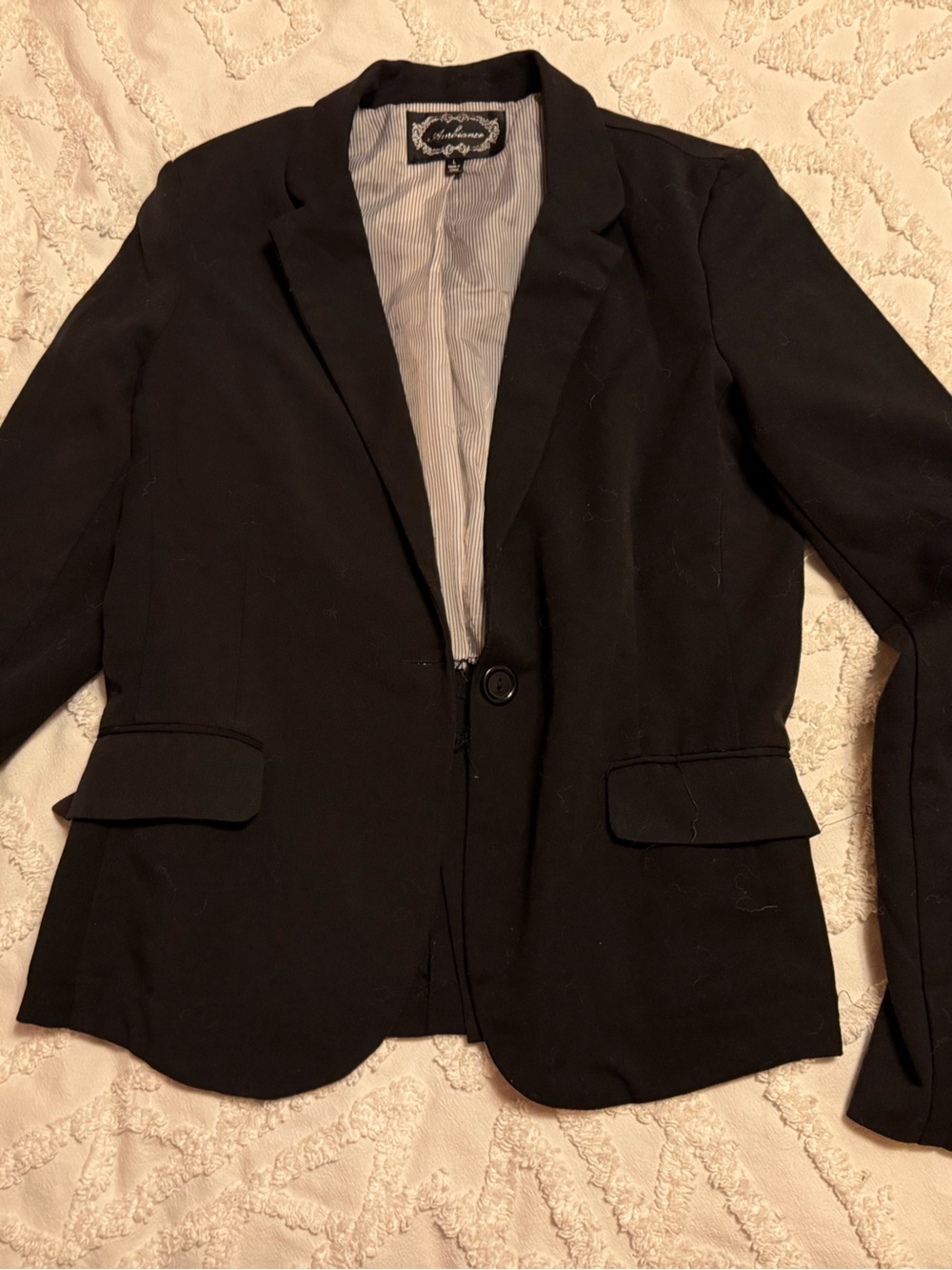 Ambiance Black Blazer with Striped Lining